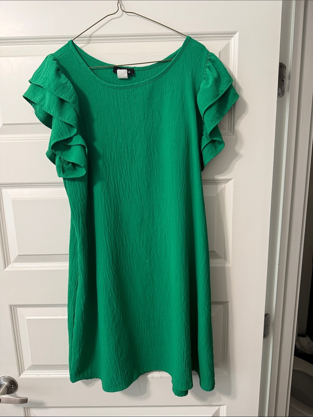 Women’s Emerald Green Ruffle Sleeve Casual Dress